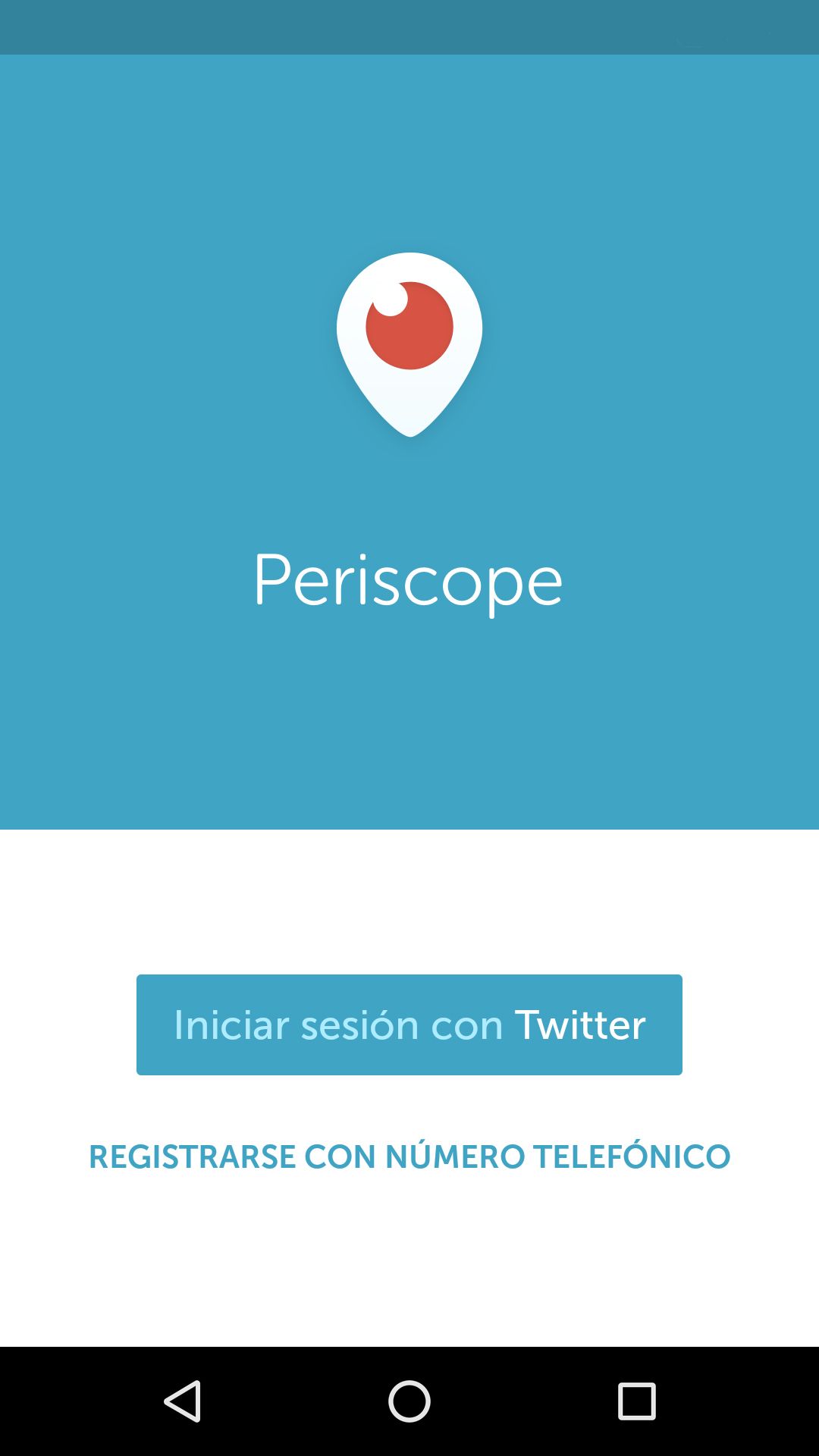 inicio aplicación Periscope