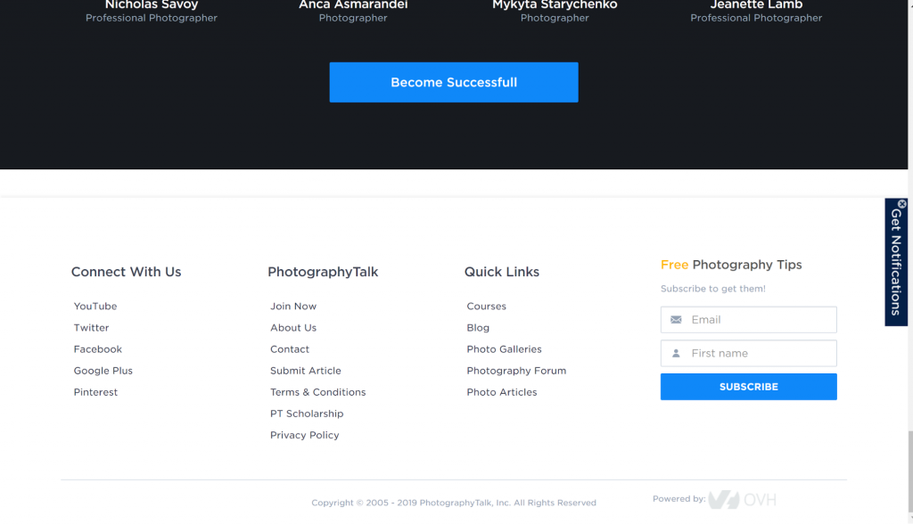 photographytalk footer organized example