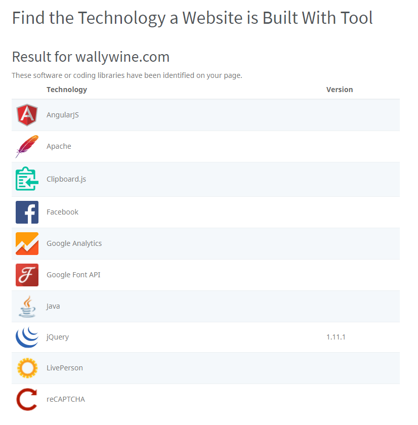 Find the Technology a Website is Built With Tool